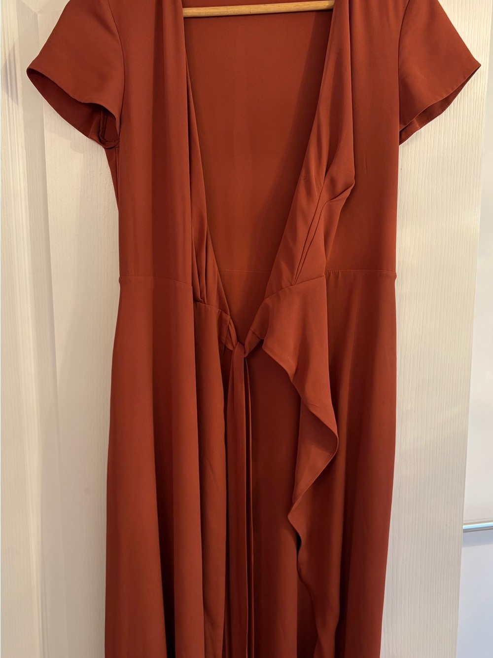 Babaton Rust Wrap-Front Maxi Dress